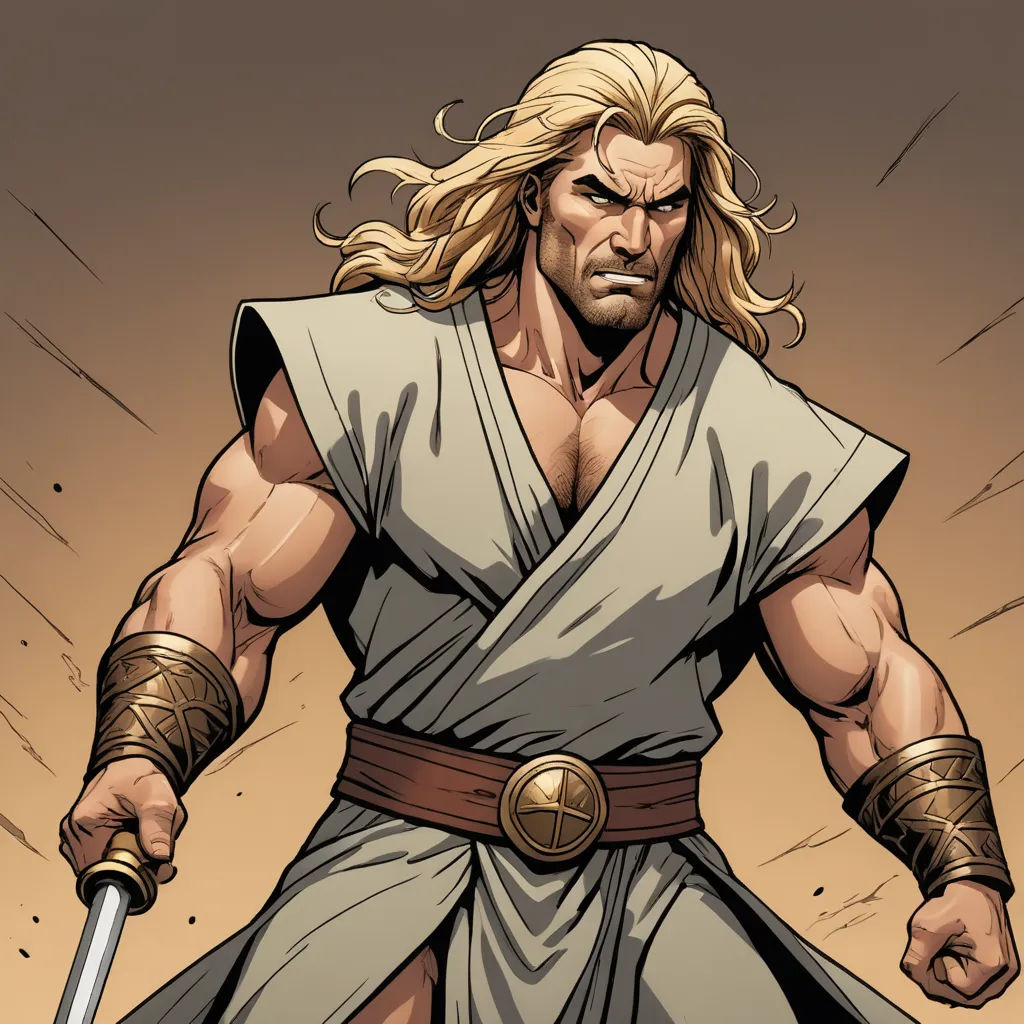 a man with a sword in his hand and a sword in his other hand, in a comic style, dau-al-set, a comic book panel, Altoon Sultan, western comic book art