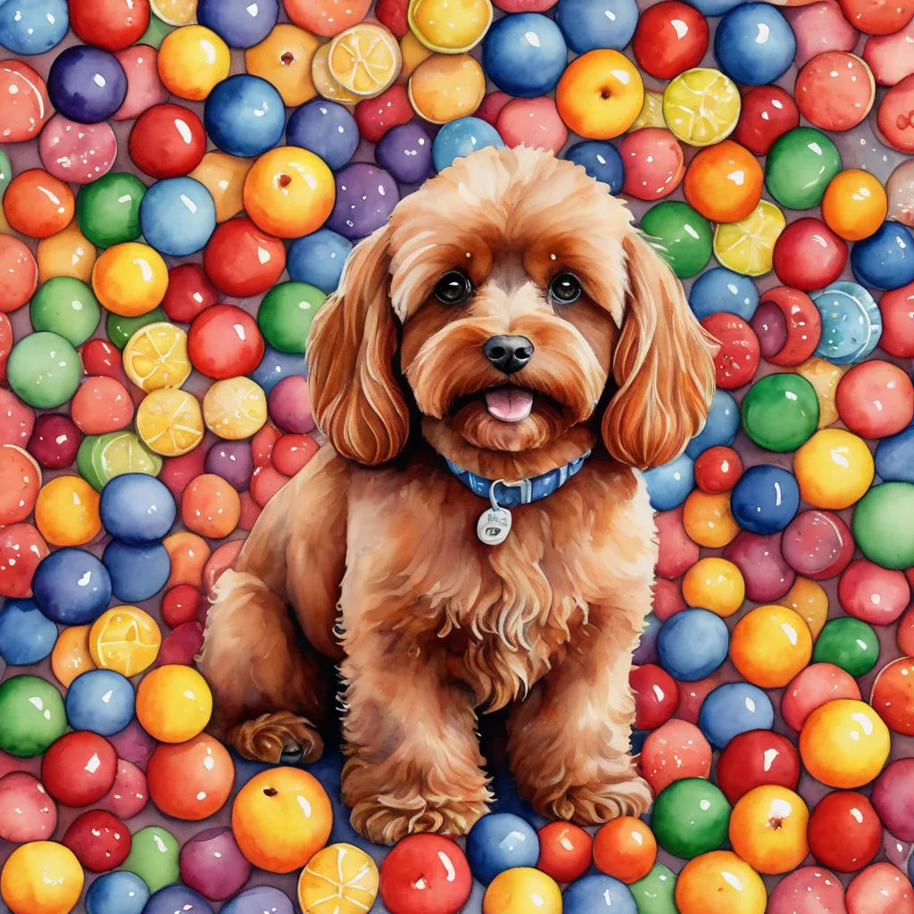 a dog sitting in a pile of balls with a blue collar on it's neck and a blue collar on its neck, photorealism, a photorealistic painting, Chris LaBrooy, highly detailed digital painting
