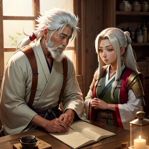 a man and woman are sitting at a table with a book in front of them and a candle in the background