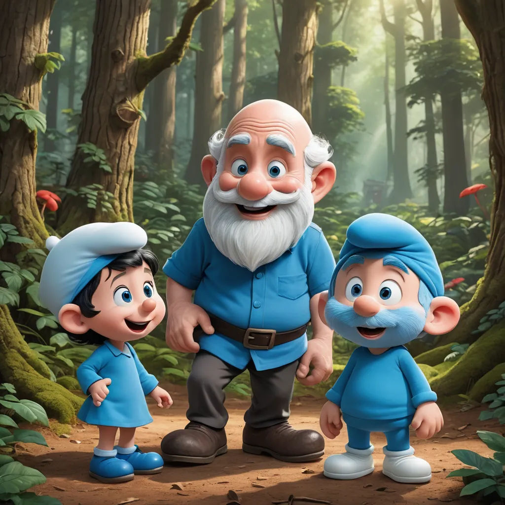a cartoon of a gnome and two little kids in the woods with a forest background and a forest scene, sots art, concept art, Cliff Childs, promotional image
