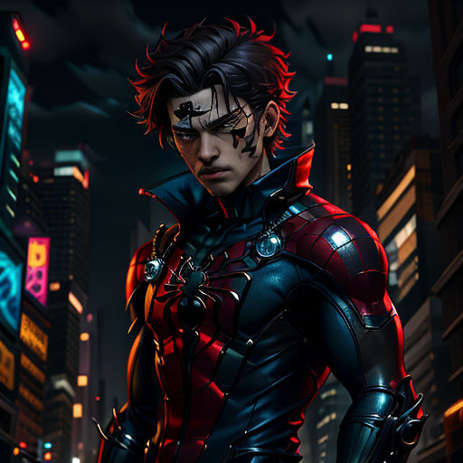a man in a futuristic suit standing in a city at night with his hands on his hips and his hands on his hips