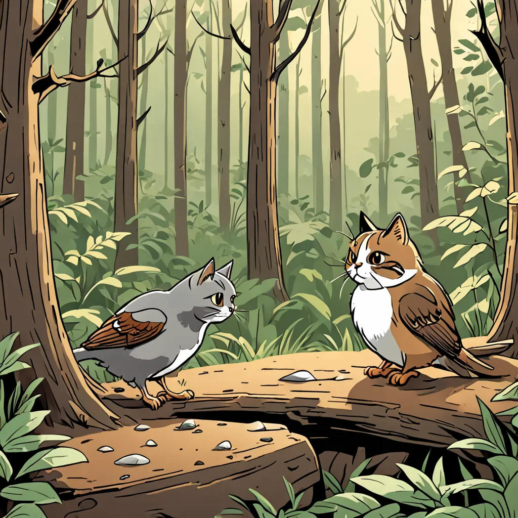 The Wise Sparrow and the Cunning Cat