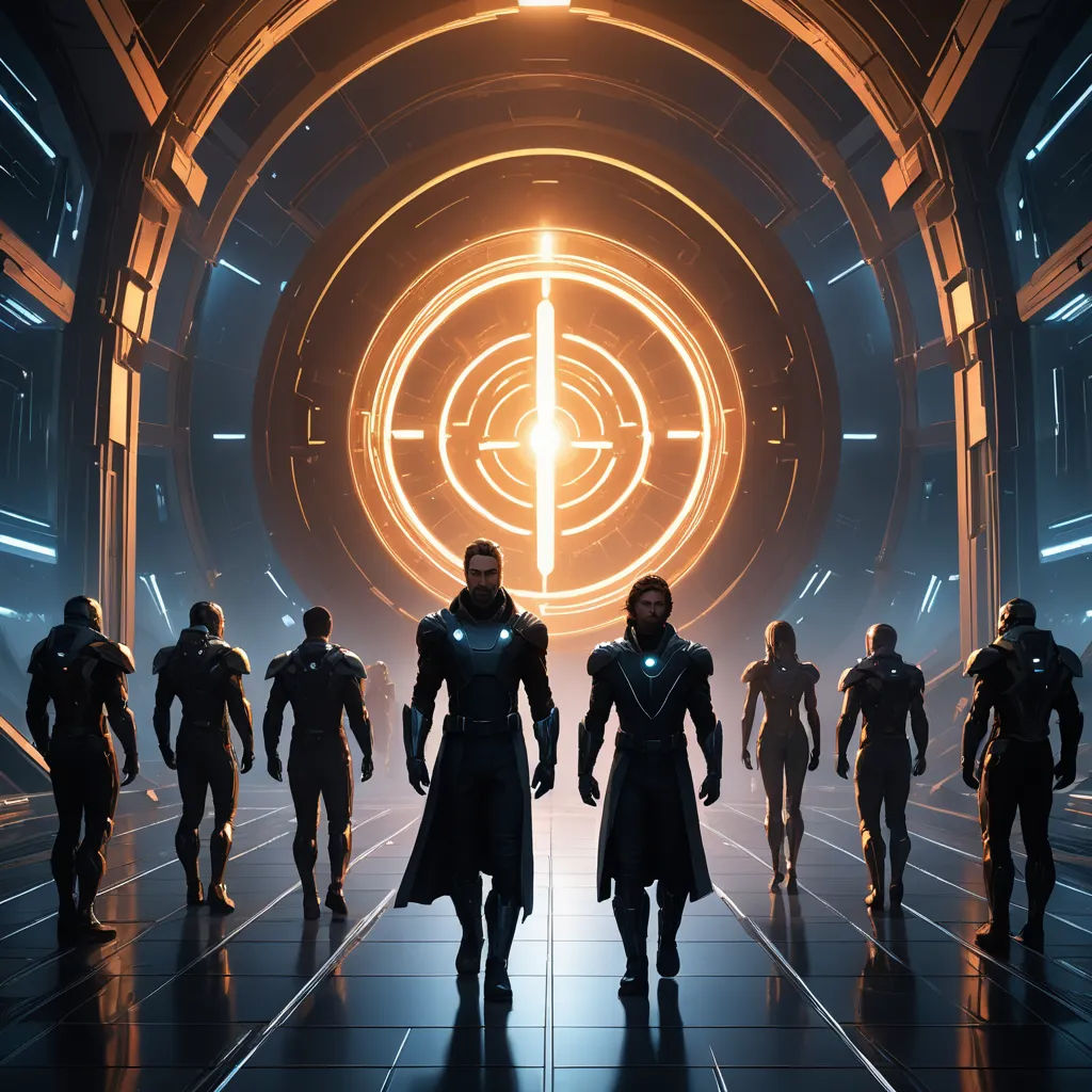 a group of people in a sci - fi fi fi fi fi fi fi fi fi fi fi fi fi fi fi fi fi fi fi fi fi fi fi fi fi fi fi fi fi fi fi fi fi fi fi fi, rayonism, computer graphics, Eve Ryder, mass effect