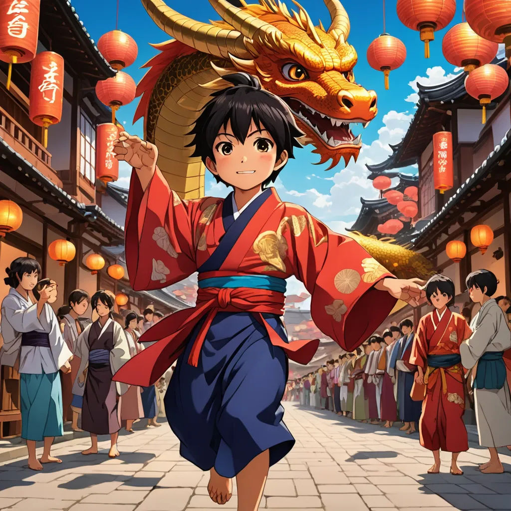 a woman in a kimono walking down a street with a dragon on her head and people in the background, dau-al-set, concept art, Baiōken Eishun, official art