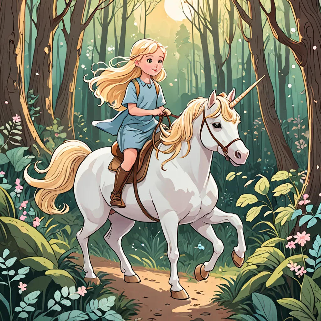 The Little Blonde Girl and Her Magical Unicorn