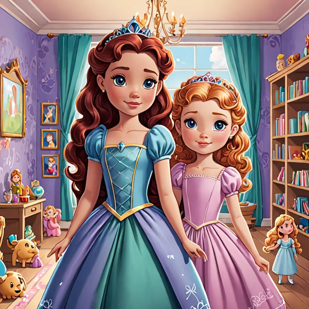a painting of two girls in a princess room with teddy bears and a teddy bear on the floor and a teddy bear on the floor, disney, gothic art, a storybook illustration, behance hd