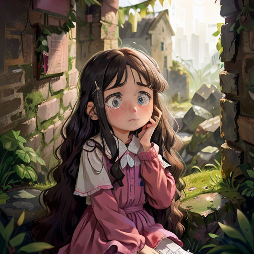 a girl sitting on a rock looking at something in the distance with a book in her hand and a book in her hand