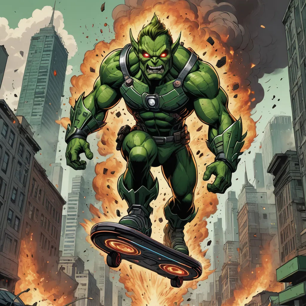 a cartoon of a man riding a skateboard in the air with a lot of fire coming out of his mouth, altermodern, a comic book panel, Benjamin Marra, marvel comics