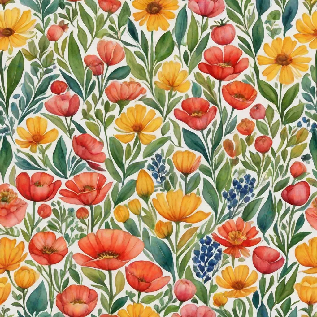 a painting of flowers and leaves on a white background with a blue border around the edges of the image, folk art, a watercolor painting, Annabel Kidston, in gouache detailed paintings