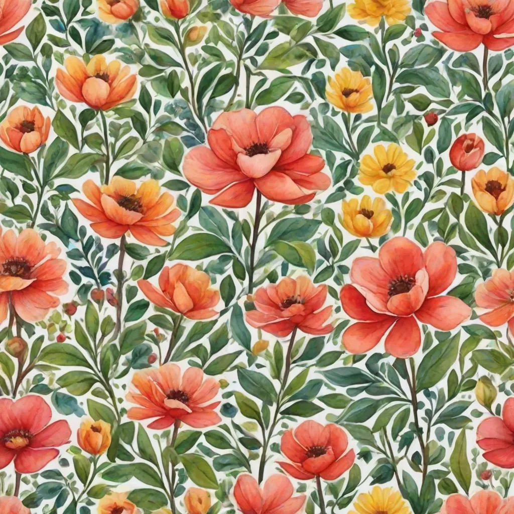 a painting of flowers and leaves on a white background with green leaves and orange flowers on the bottom of the image, arts and crafts movement, a watercolor painting, Annabel Kidston, in gouache detailed paintings