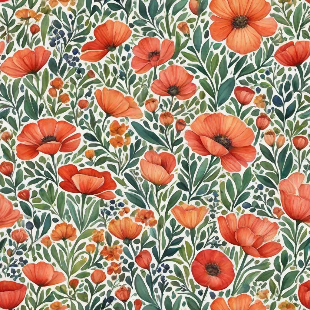 a painting of red flowers and green leaves on a white background with a green border and a white border, Annabel Kidston, arts and crafts movement, a watercolor painting, in gouache detailed paintings