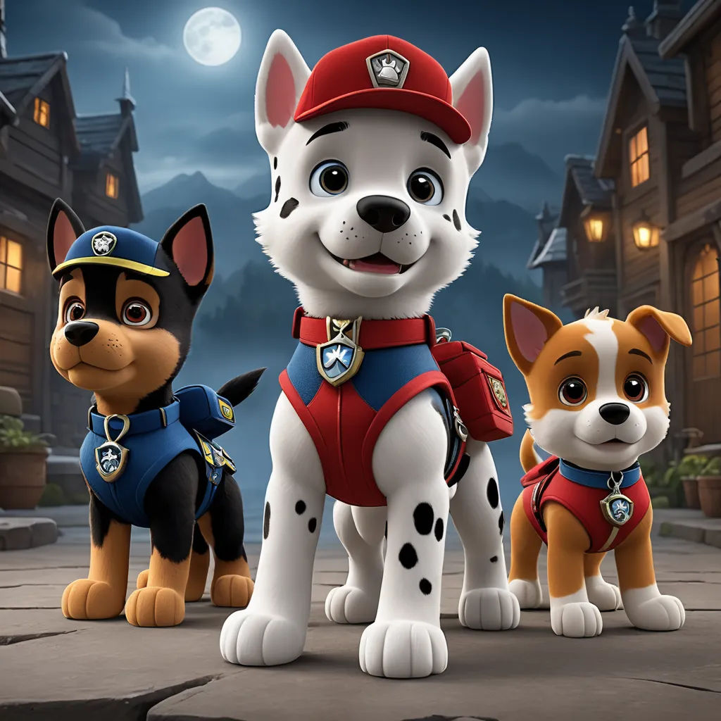a group of dogs standing next to each other on a street at night with a full moon in the background, furry art, concept art, Charles Fremont Conner, promotional image