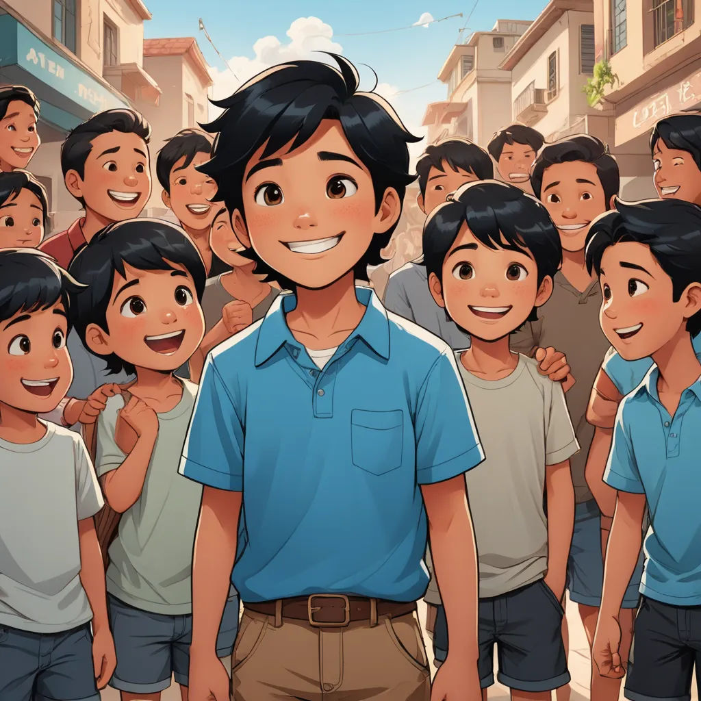 a cartoon of a man standing in front of a group of people in a city street with buildings in the background, samikshavad, a storybook illustration, Amir Zand, official art