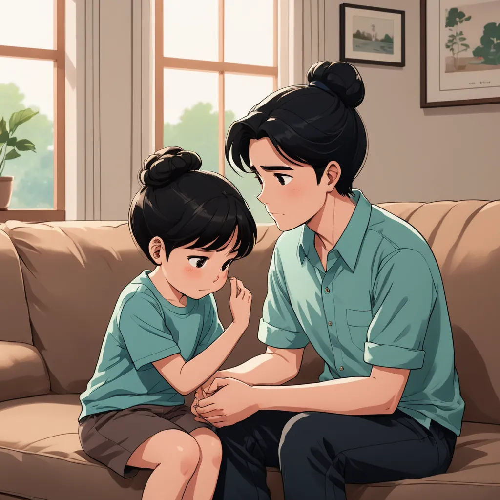 a woman sitting on a couch next to a little girl on her lap, with a plant in the background, dada, a stock photo, Adam Manyoki, official art