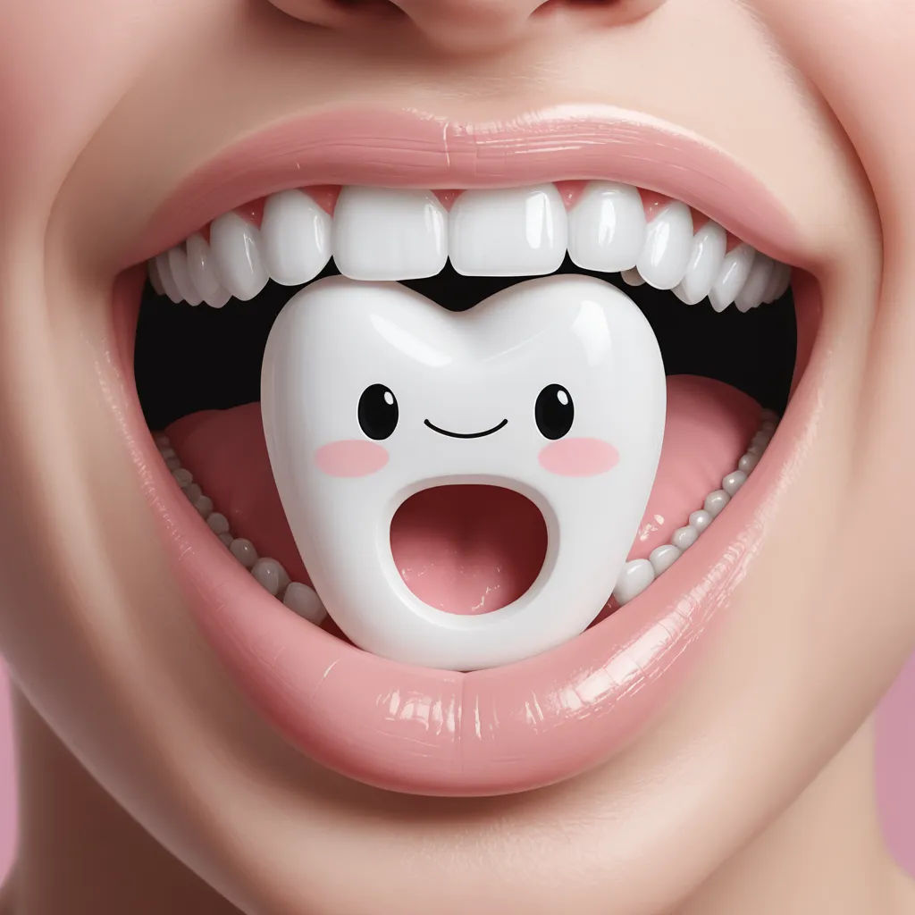 a tooth with a fake tooth in it's mouth and a fake tooth in the mouth with a fake tooth, plasticien, a 3D render, Cui Bai, product photo
