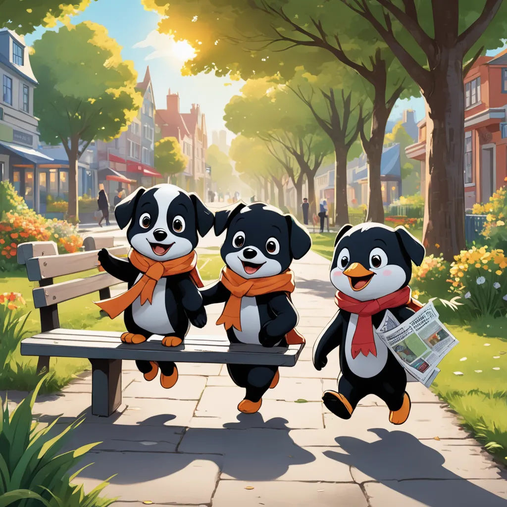 three stuffed animals are sitting on a bench in a park with a newspaper in their hands and a newspaper in their hand, american scene painting, concept art, Chris LaBrooy, official art