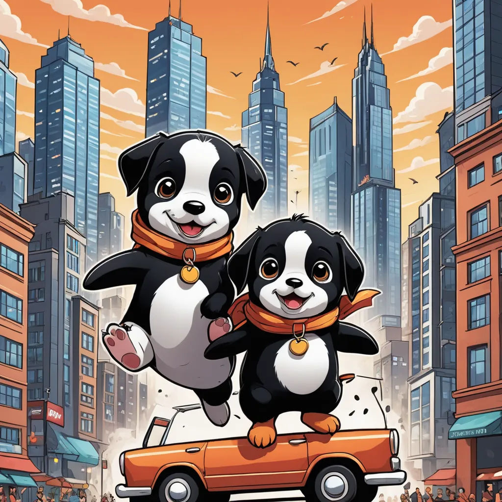 two panda bears are riding on top of a car in a city street with tall buildings and a sky line, lyco art, a comic book panel, Cui Bai, comic cover art