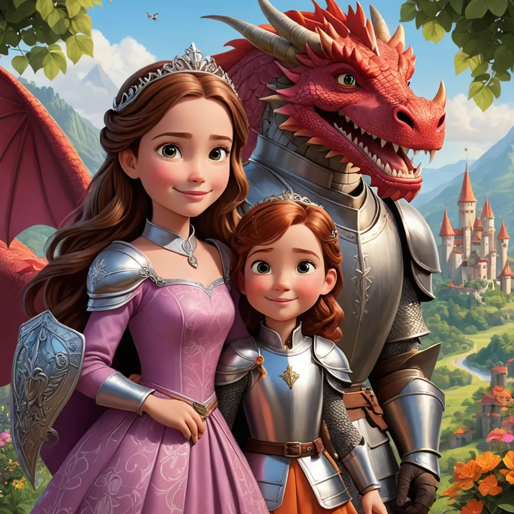 a cartoon of a princess and a dragon standing next to each other in front of a castle with a dragon, sots art, poster art, disney, key art