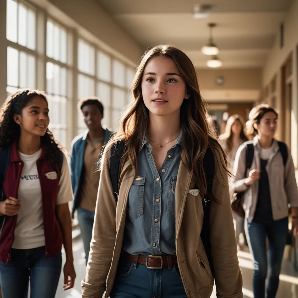 a group of people walking down a hallway together in a building with windows on the side of the building, vancouver school, a stock photo, Elinor Proby Adams, promotional image