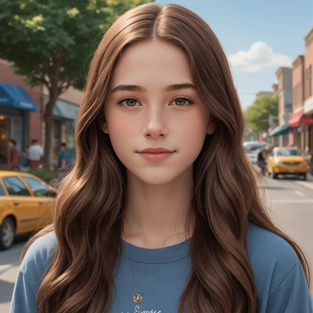 a woman with long brown hair standing on a street corner with a yellow taxi cab in the background and a yellow taxi cab in the foreground, photorealism, a photorealistic painting, Constance Gordon-Cumming, ultra realistic digital art