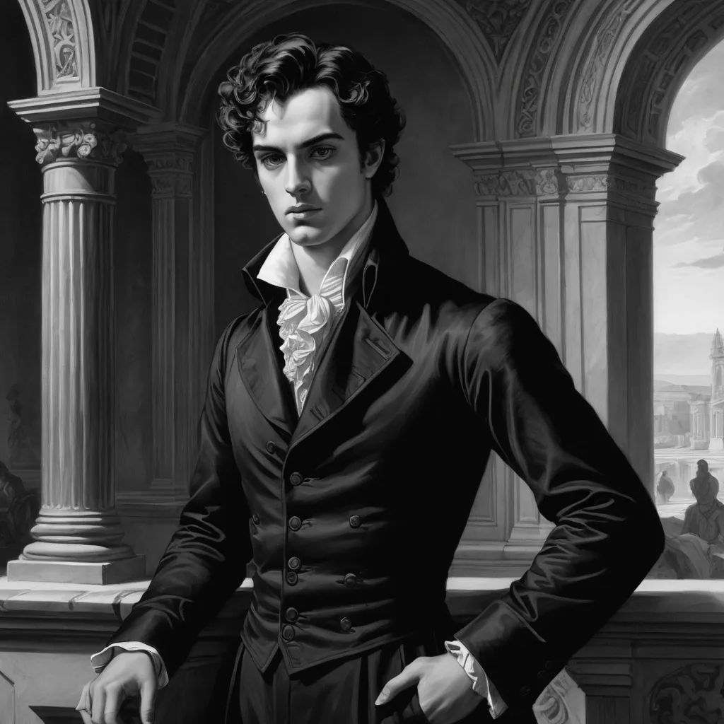 a man in a suit standing in front of a painting of a man in a suit and tie with his hands on his hips, gothic art, a fine art painting, Charlie Bowater, pre - raphaelite