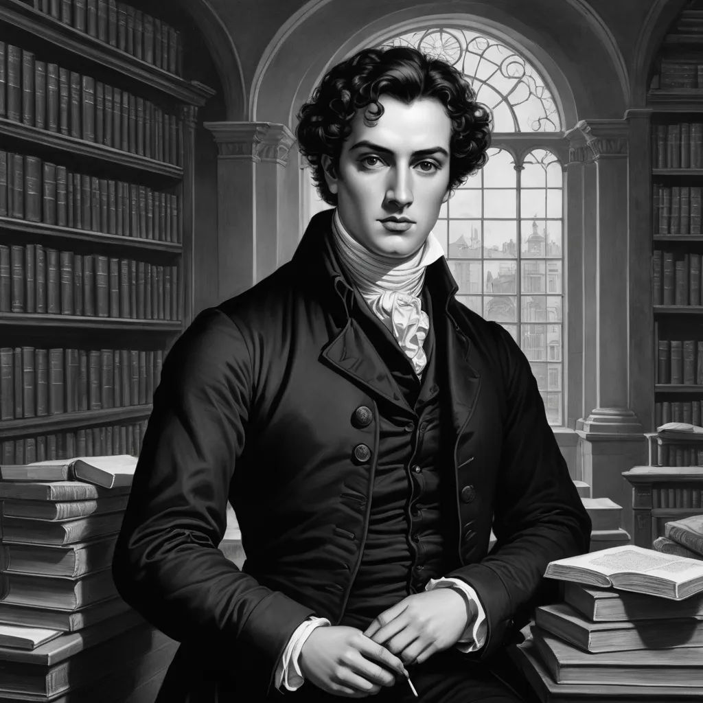 a man in a suit and tie standing in front of a bookcase with books on it's shelves, pre-raphaelitism, a character portrait, Dante Gabriel Rossetti, pre - raphaelite