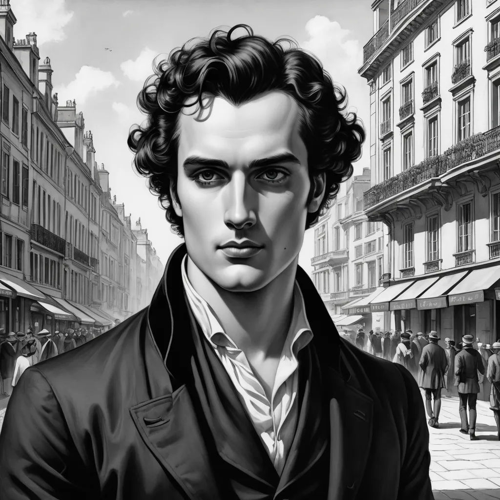 a man in a suit and tie standing in front of a building with a clock tower in the background, pre-raphaelitism, a fine art painting, Charlie Bowater, pre - raphaelite