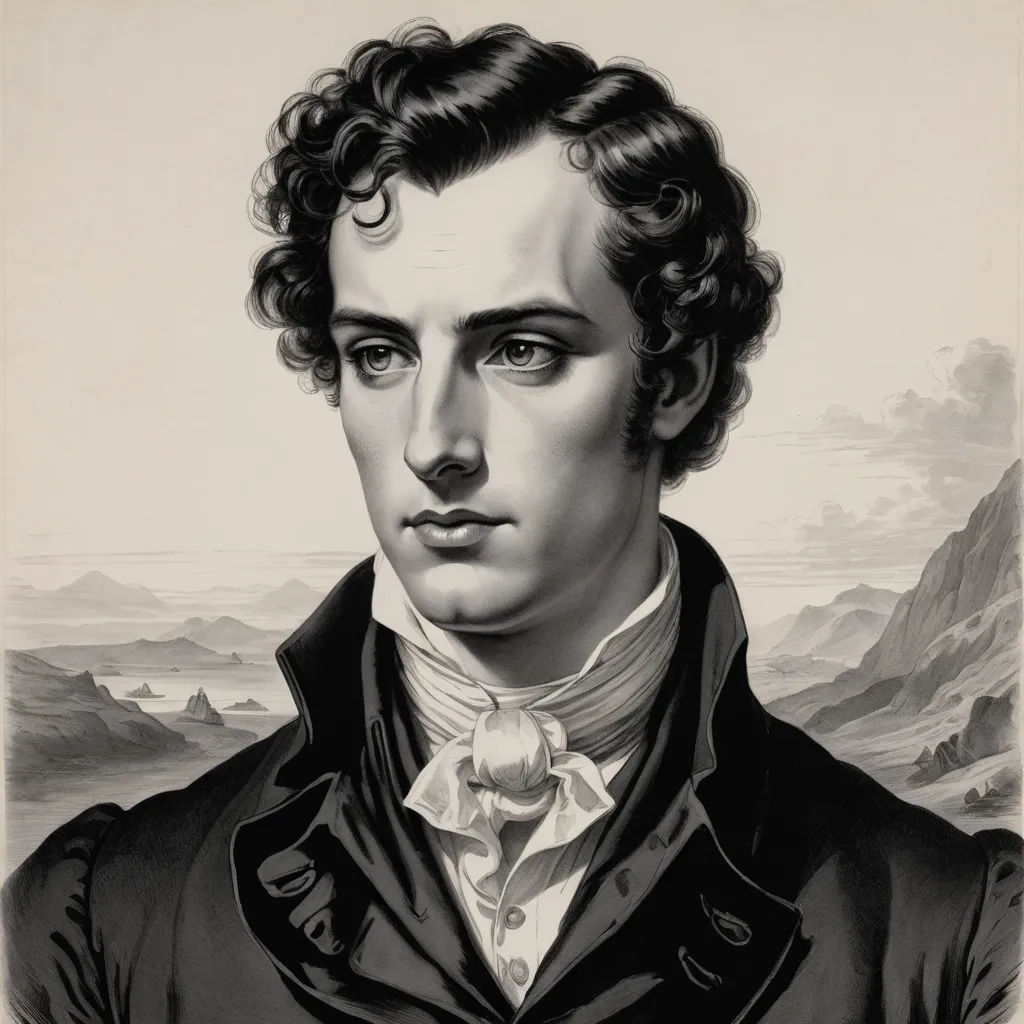a portrait of a man with curly hair and a black jacket on a white background with mountains in the background, german romanticism, a character portrait, Augustin Meinrad Bächtiger, detailed portrait
