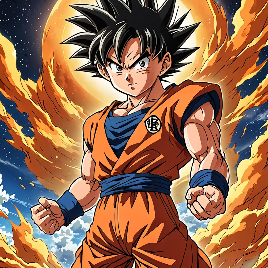 a cartoon character with a dragon on his back and a full moon in the background with clouds and stars, sots art, poster art, Akira Toriyama, official art