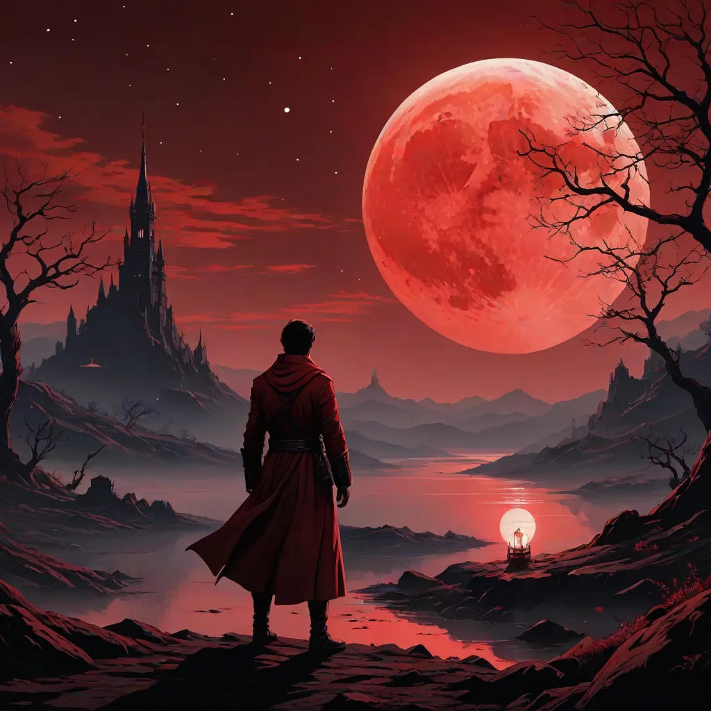 Walking Alone on a Scarlet Moon Night