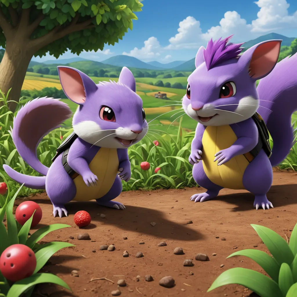 a couple of cartoon animals standing on top of a dirt field next to a tree and grass covered field, sots art, concept art, Chris LaBrooy, official art