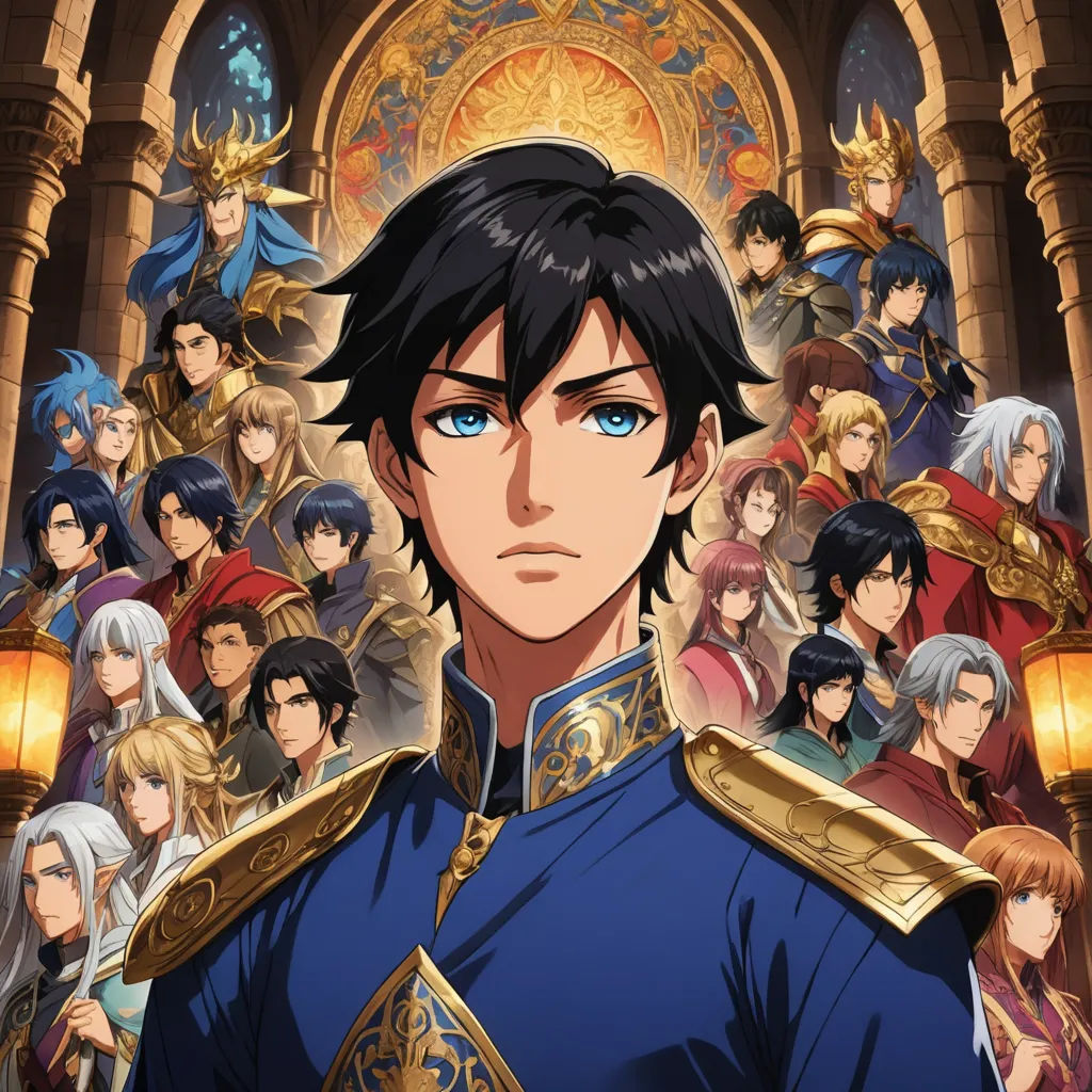 a group of people in a building with a clock in the background and a man in a blue suit, cloisonnism, a poster, Altoon Sultan, anime key visual