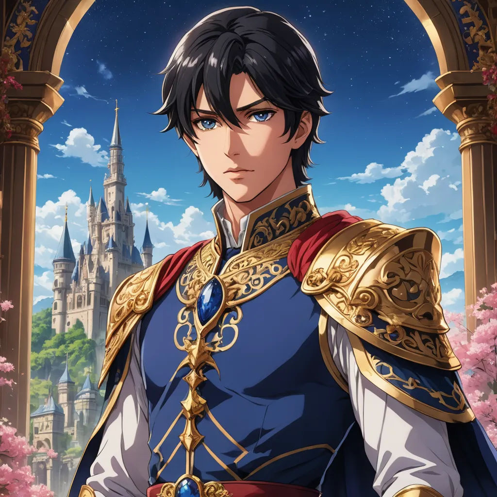 a man in a blue and gold outfit standing in front of a castle with a castle in the background, sots art, a character portrait, Altoon Sultan, official art