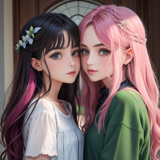 ragazza anime capelli rosa occhi verdi