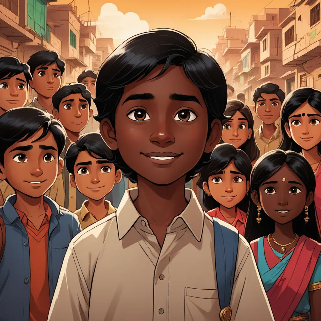 a cartoon of a man surrounded by a crowd of people in a city street with buildings in the background, samikshavad, a storybook illustration, Ella Guru, graphic novel