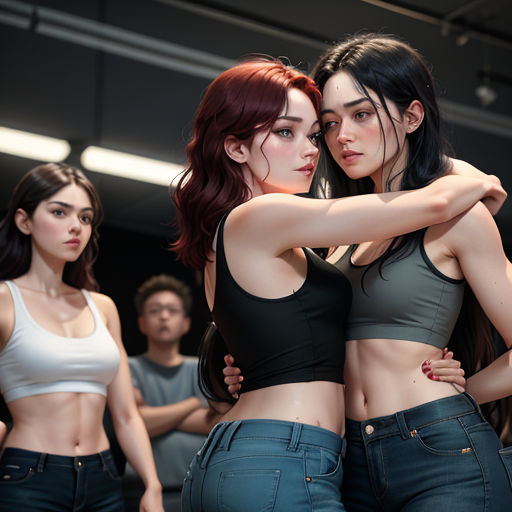 Young Women's Silent Staredown