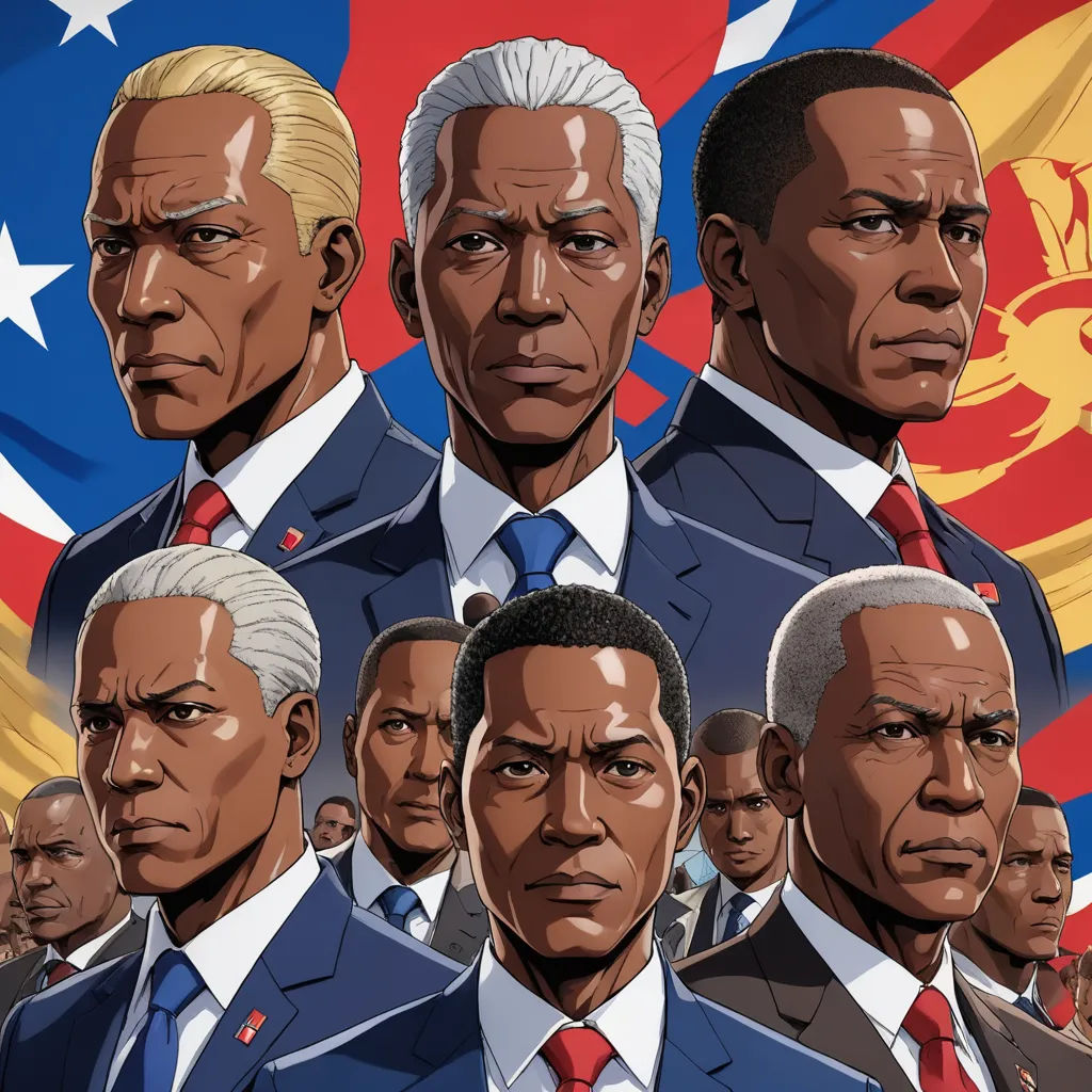 a group of men in suits and ties standing in front of a flag with the image of president obama, afrofuturism, a poster, Cassius Marcellus Coolidge, official art