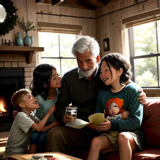 a man and two children are sitting on a couch with a man holding a child and a little girl