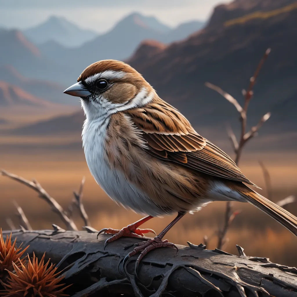 a bird sitting on a branch in a desert setting with mountains in the background and a cactus in the foreground, photorealism, a digital painting, Chris LaBrooy, highly detailed digital painting