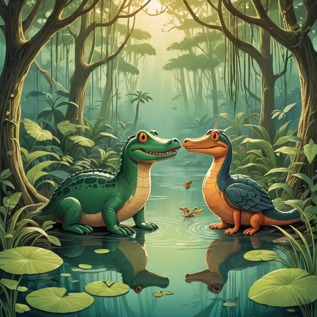 The Sad and Cute Alligator in the Swamp