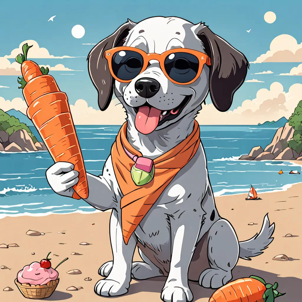Nezuko, Dino, and the Cool Beach Dog