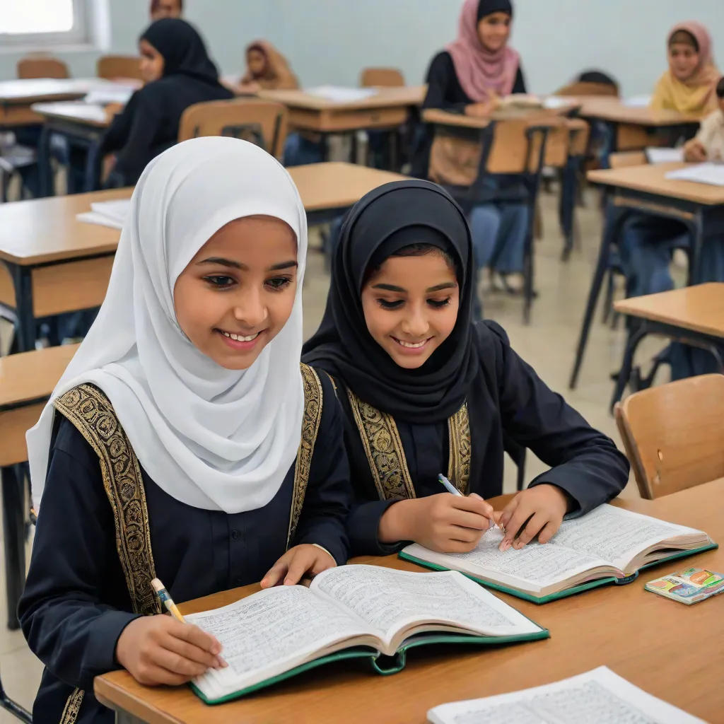 منيرة وحصة في مدرسة تحفيظ القرآن