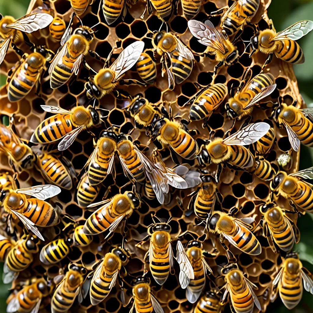 a bunch of bees are on a flower with lots of bees on it's back end and some of the bees on the top of the flower, antipodeans, a macro photograph, Christopher Williams, macro photography