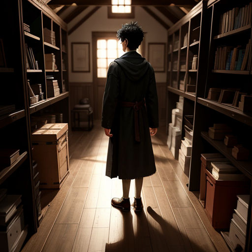 a person standing in a room with a book shelf full of books and a window with light coming in