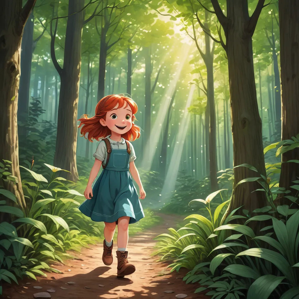 a girl walking through a forest with sunlight streaming through the trees and leaves on the ground, with a backpack on her back, sots art, a storybook illustration, Clarice Beckett, rossdraws global illumination