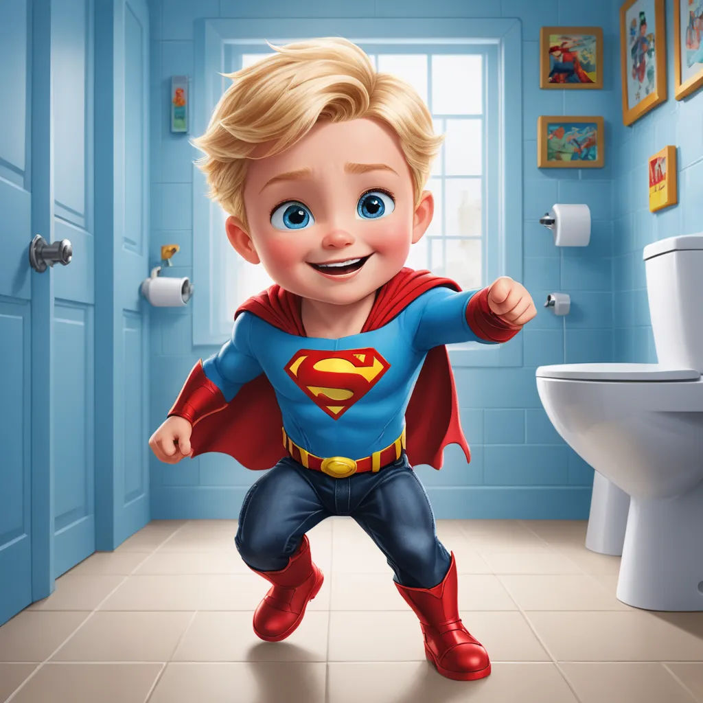 a cartoon boy in a bathroom with a toilet and a toilet paper roll in the background and a toilet in the foreground, sots art, a comic book panel, Chris LaBrooy, cgstudio