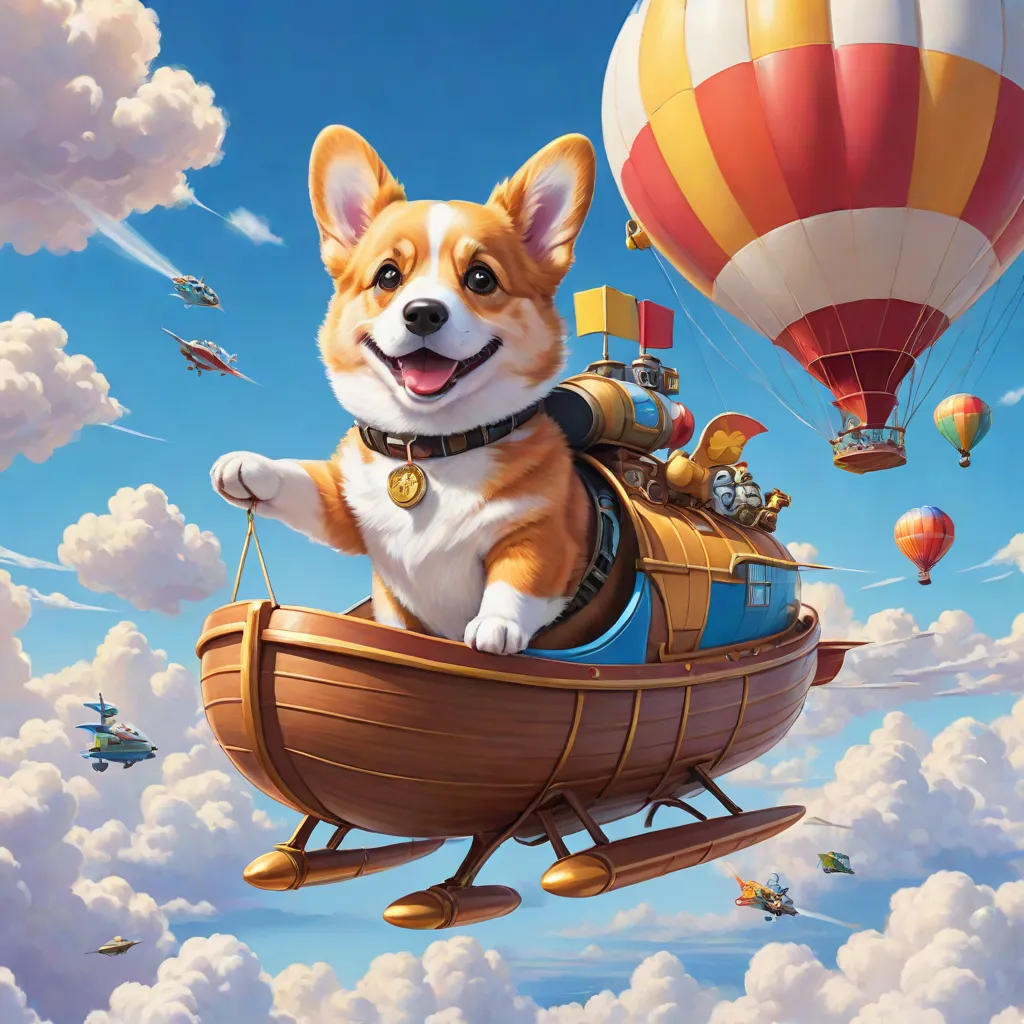 Snowy the Corgi and His Airship Adventures