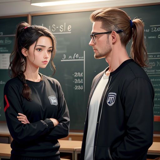 a man and a woman standing in front of a chalkboard with a blackboard in the background and a chalkboard with a chalkboard with a chalkboard on it