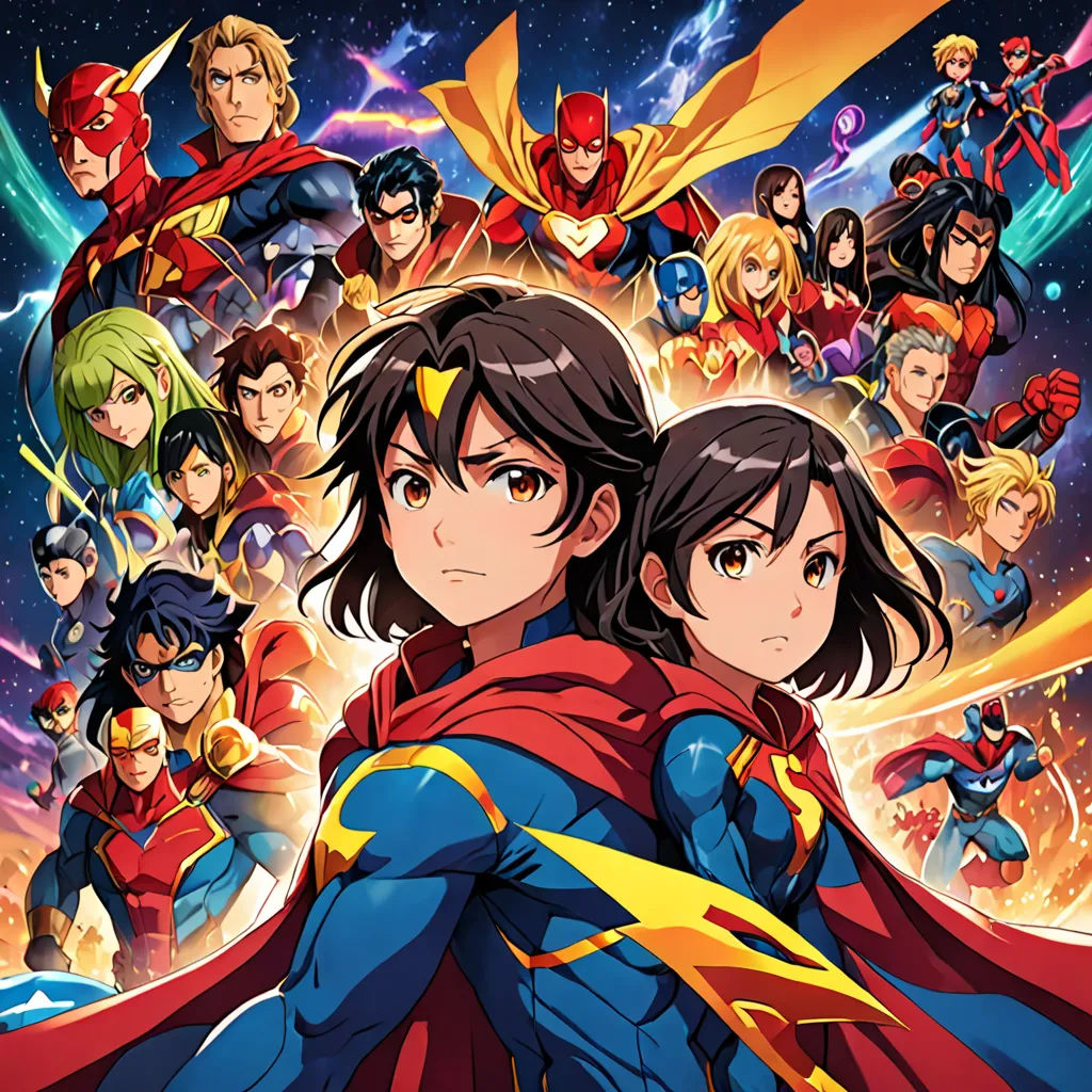 a poster of the dc super hero girls movie poster with all of the characters in the background and a super hero girl standing in front of them, superflat, poster art, Baiōken Eishun, official art