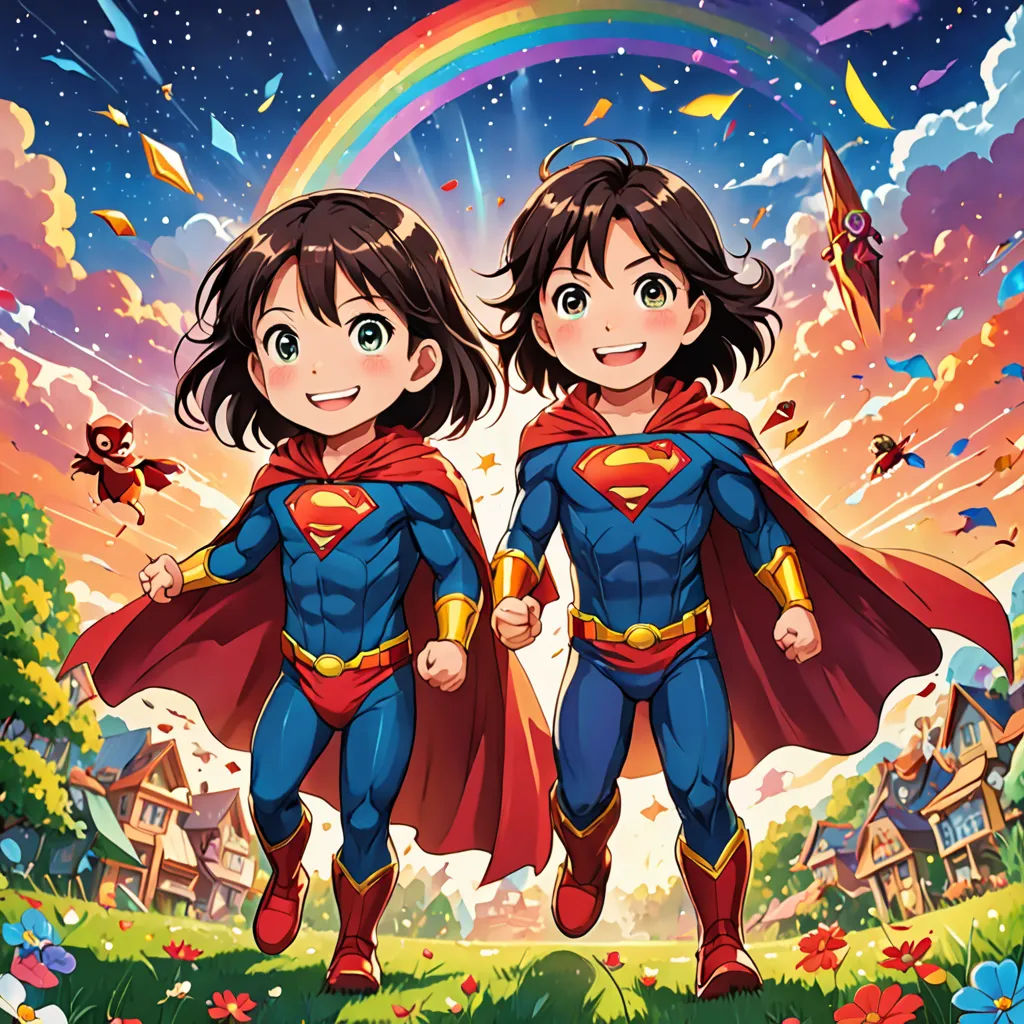 two girls dressed as superman and wonder wonder wonder wonder wonder wonder wonder wonder wonder wonder wonder wonder, wonder wonder wonder wonder wonder wonder wonder wonder wonder wonder wonder wonder wonder wonder wonder wonder wonder, superflat, an album cover, Artgerm, official art